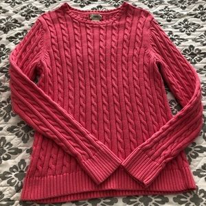 L.L. Bean Pink Cable Knit Sweater